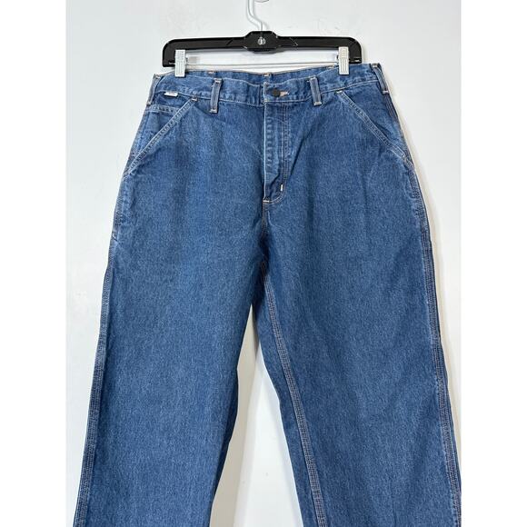 Carhartt Men's Original Fit Straight Leg Work Jeans Pockets Blue Size 34X30north - Picture 3 of 8